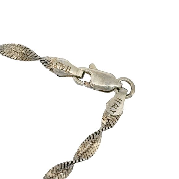 Vintage Italy Sterling Silver 925 3.3mm Twisted Bracelet 8" - Picture 3 of 5